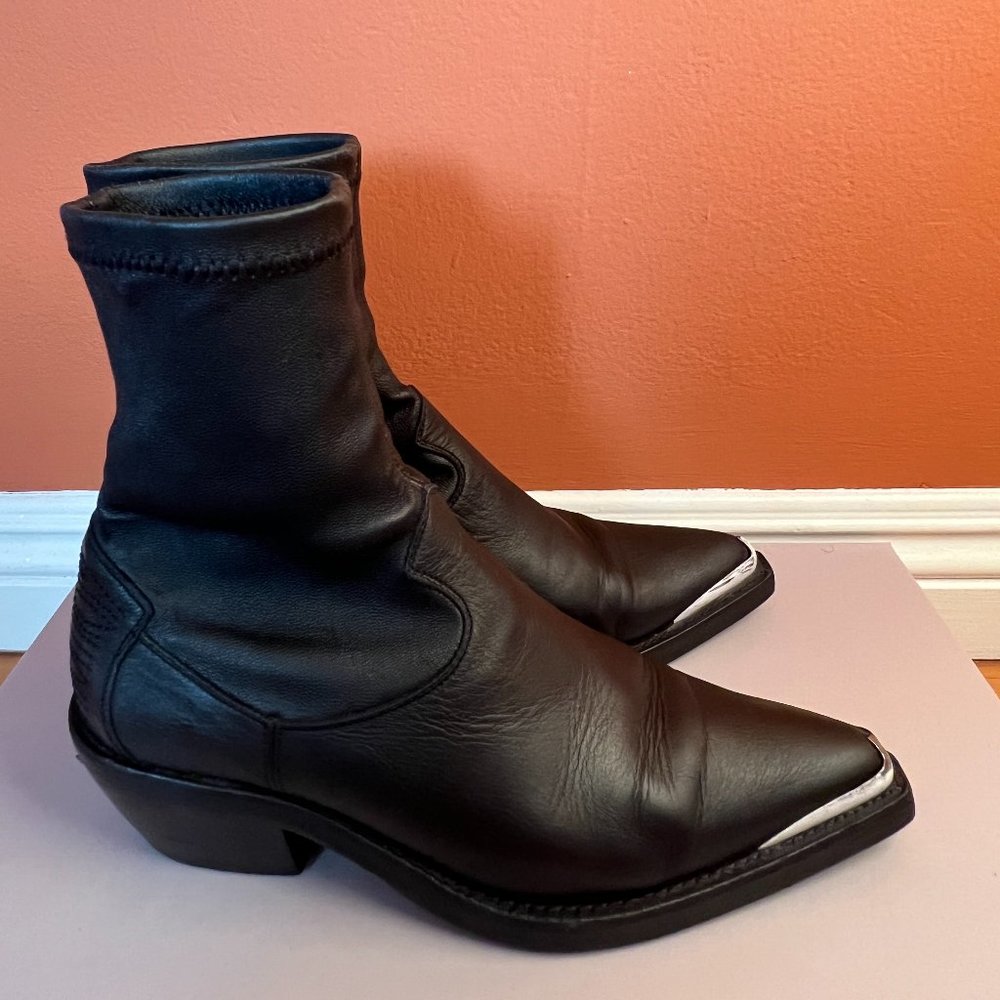 ZADIG & VOLTAIRE - Chic Women Western Point Toe Bootie - Size 38, Size 8